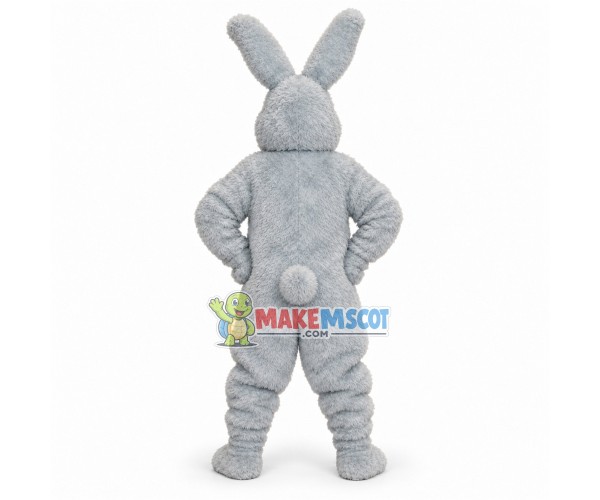 Confident Gray Plush Bunny Mascot Costume Confident Gray Plush Bunny Mascot Costume