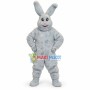 Confident Gray Plush Bunny Mascot Costume