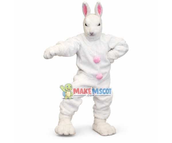 Serious White Learning Rabbit Mascot Costume Serious White Learning Rabbit Mascot Costume