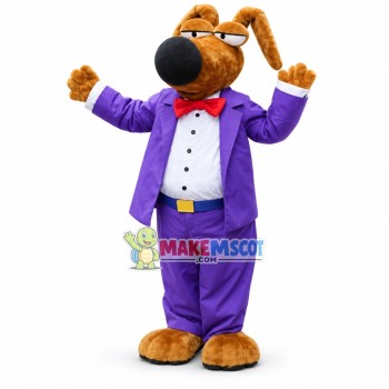 Kind Dog Wearing Purple Suit Mascot Costume Kind Dog Wearing Purple Suit Mascot Costume