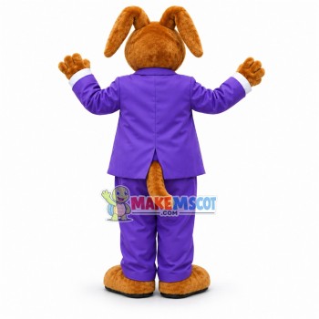 Kind Dog Wearing Purple Suit Mascot Costume