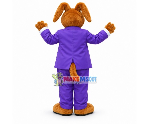 Kind Dog Wearing Purple Suit Mascot Costume Kind Dog Wearing Purple Suit Mascot Costume