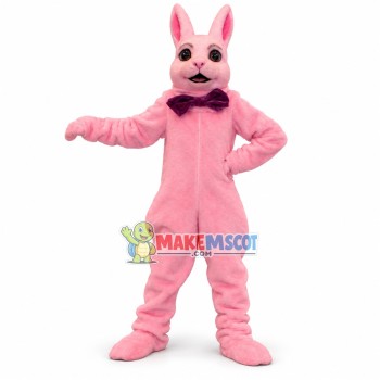 Surprised Adult Pink Rabbit Mascot Costume Surprised Adult Pink Rabbit Mascot Costume