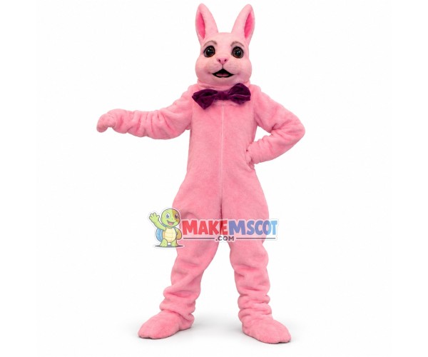Surprised Adult Pink Rabbit Mascot Costume Surprised Adult Pink Rabbit Mascot Costume
