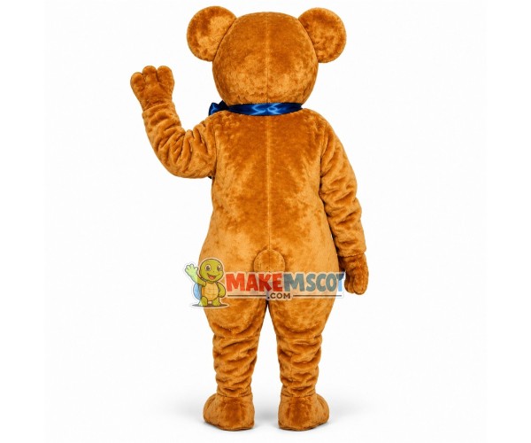 Teddy Bear Tied With Blue Ribbon Mascot Costume Teddy Bear Tied With Blue Ribbon Mascot Costume