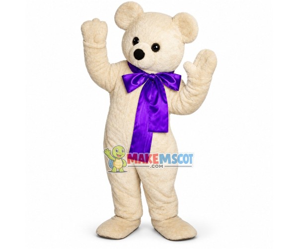 Likable White Teddy Bear Mascot Costume Likable White Teddy Bear Mascot Costume