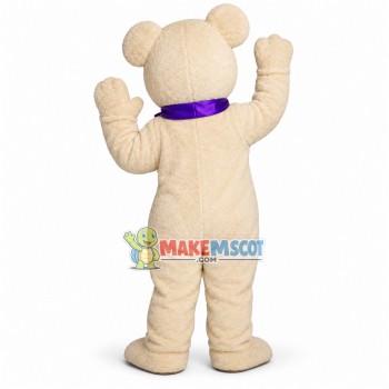 Likable White Teddy Bear Mascot Costume