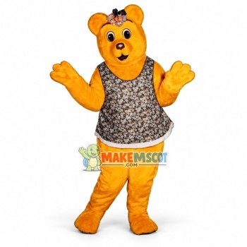 Yellow Bear In the Flower Vest Mascot Costume Yellow Bear In the Flower Vest Mascot Costume