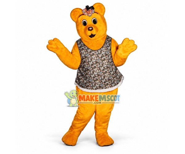 Yellow Bear In the Flower Vest Mascot Costume Yellow Bear In the Flower Vest Mascot Costume