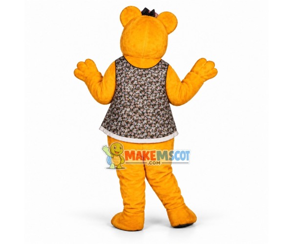 Yellow Bear In the Flower Vest Mascot Costume