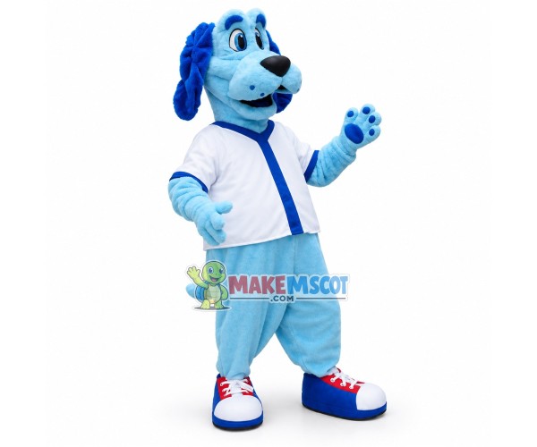 Stunned Blue Sport Dog Mascot Costume Stunned Blue Sport Dog Mascot Costume