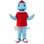 Sky Blue Dolphin In The Shirt Mascot Costume