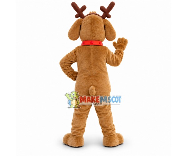 Christmas Dog Wearing Elk Headband Mascot Costume Christmas Dog Wearing Elk Headband Mascot Costume