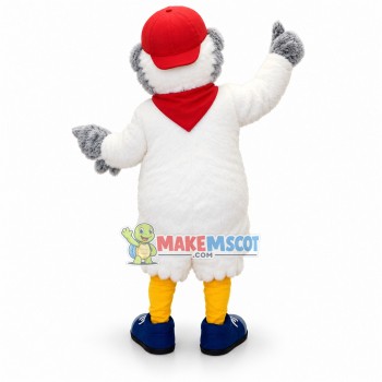 College White Plush Woodpecker Mascot Costume