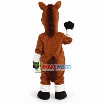 Docile Brown & White Foal Mascot Costume Docile Brown & White Foal Mascot Costume