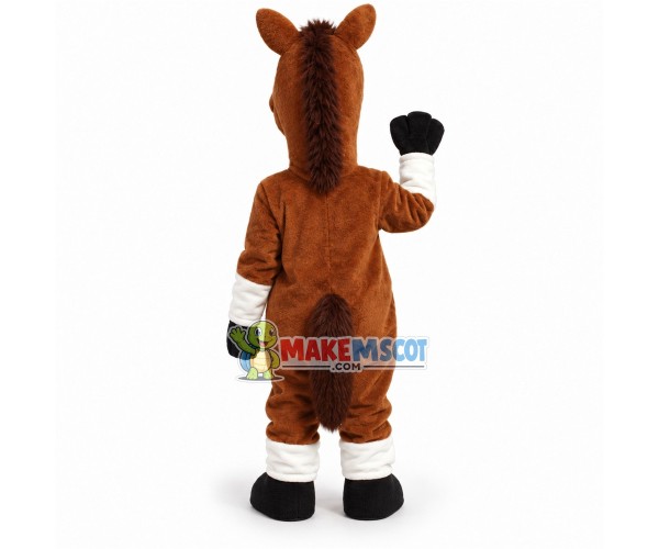 Docile Brown & White Foal Mascot Costume Docile Brown & White Foal Mascot Costume