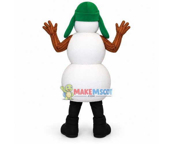 Evil Snowman Wearing Warm Hat Mascot Costume Evil Snowman Wearing Warm Hat Mascot Costume