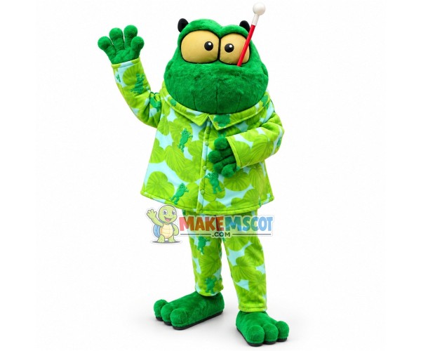 The Frog In Lotus Leaf Pajama Mascot Costume The Frog In Lotus Leaf Pajama Mascot Costume