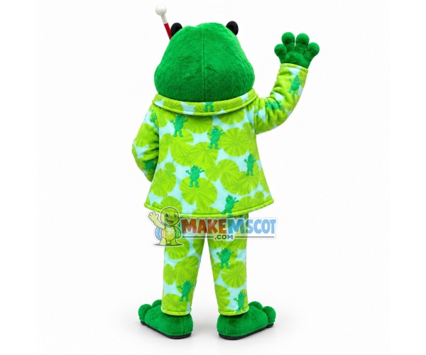 The Frog In Lotus Leaf Pajama Mascot Costume The Frog In Lotus Leaf Pajama Mascot Costume