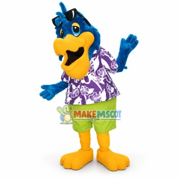 Cozy Beach Parrot In Shirt Mascot Costume Cozy Beach Parrot In Shirt Mascot Costume