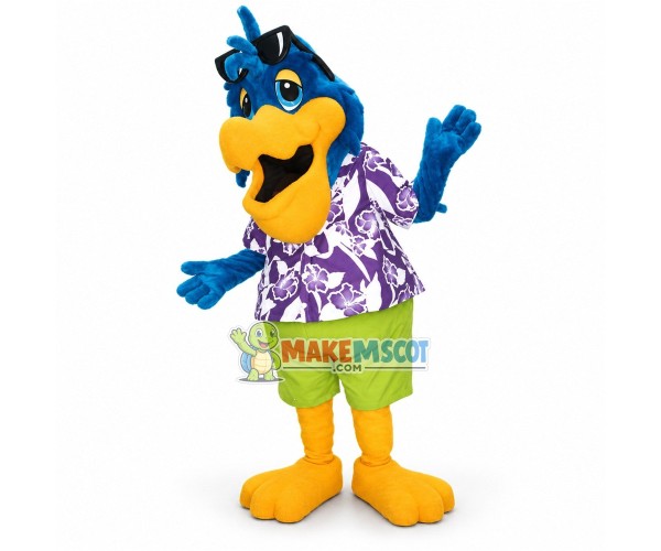 Cozy Beach Parrot In Shirt Mascot Costume Cozy Beach Parrot In Shirt Mascot Costume