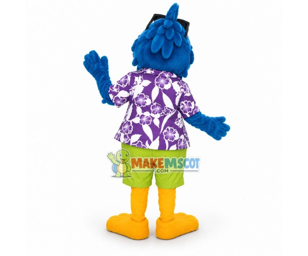 Cozy Beach Parrot In Shirt Mascot Costume