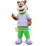 Academic Squirrel In Light Purple Polo Shirt Mascot Costume