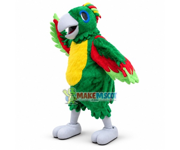 Fluttering Green Furry Parrot Mascot Costume Fluttering Green Furry Parrot Mascot Costume