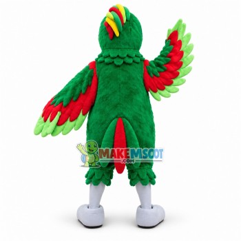 Fluttering Green Furry Parrot Mascot Costume