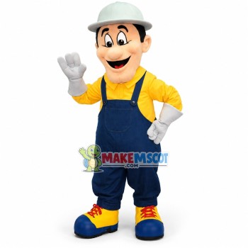Survey Expert Wearing Hard Hat Mascot Costume Survey Expert Wearing Hard Hat Mascot Costume