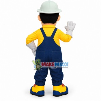 Survey Expert Wearing Hard Hat Mascot Costume Survey Expert Wearing Hard Hat Mascot Costume