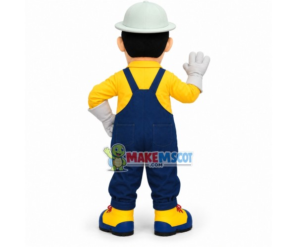 Survey Expert Wearing Hard Hat Mascot Costume Survey Expert Wearing Hard Hat Mascot Costume