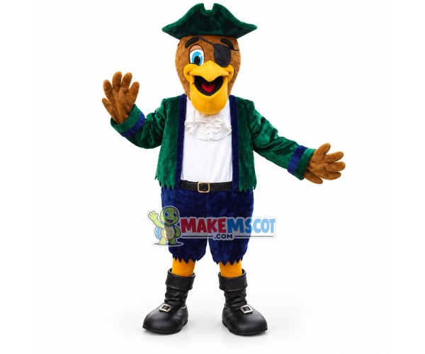 Principled One-eyed Eagle Pirate Mascot Costume Principled One-eyed Eagle Pirate Mascot Costume