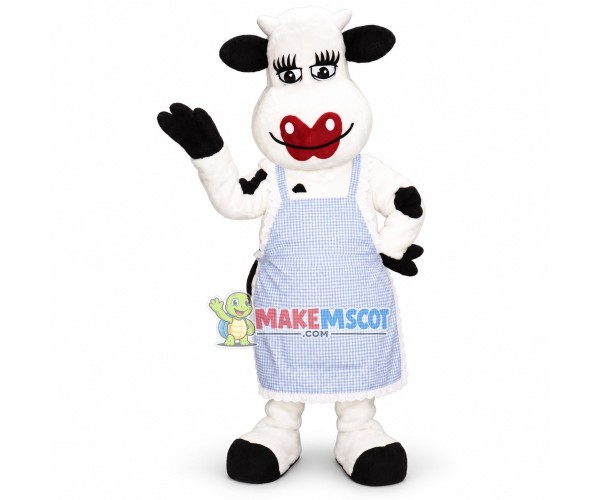 Cow Housewife In Apron Mascot Costume Cow Housewife In Apron Mascot Costume