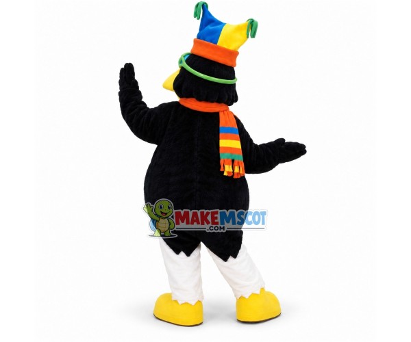 Mr Penguin Wearing Knitted Hat Mascot Costume