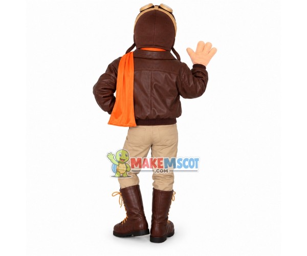 Pilot Wearing Warm Jacket Mascot Costume Pilot Wearing Warm Jacket Mascot Costume