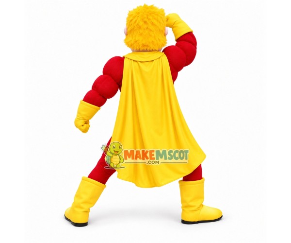 Excited Muscle Hero Mascot Costume