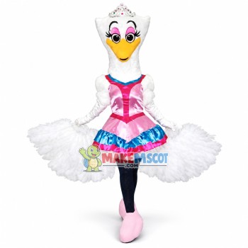 Elegant Dancer White Bird Mascot Costume Elegant Dancer White Bird Mascot Costume