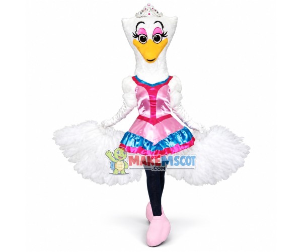 Elegant Dancer White Bird Mascot Costume