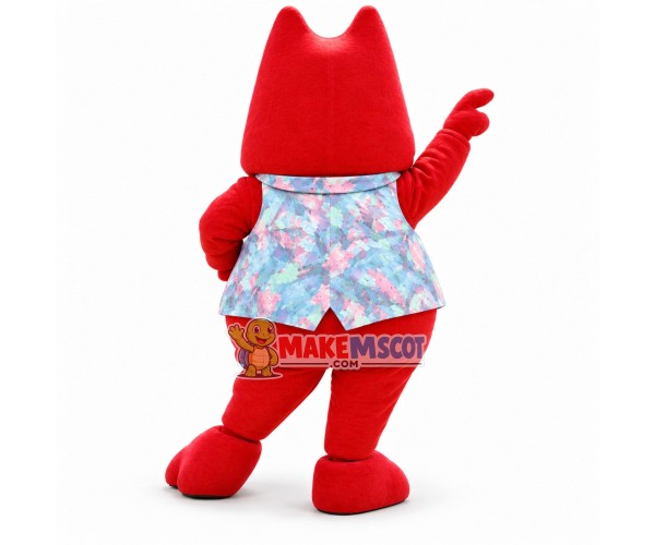 Red Turbo Monster In Vest Mascot Costume Red Turbo Monster In Vest Mascot Costume