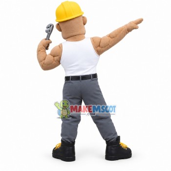 Strong Black Muscle Repairman Mascot Costume