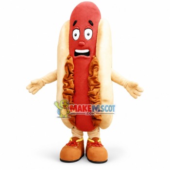 Horrified Cartoon Hot Dog Mascot Costume Horrified Cartoon Hot Dog Mascot Costume