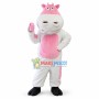 Soft Pink & White Cow Holding Milk Mascot Costume