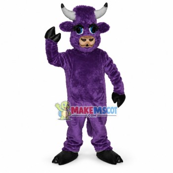 Energetic Purple Bull Mascot Costume Energetic Purple Bull Mascot Costume