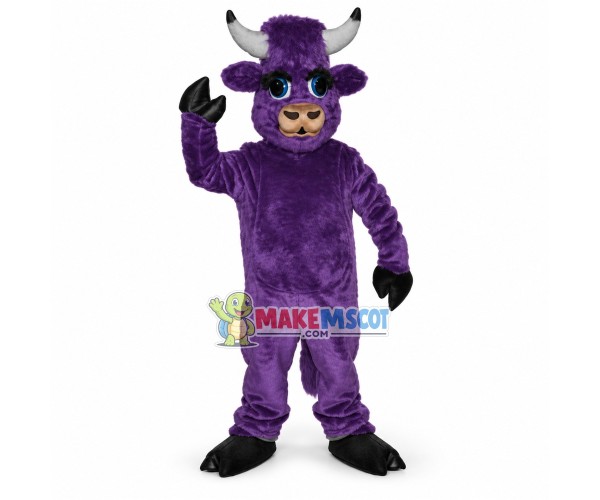 Energetic Purple Bull Mascot Costume Energetic Purple Bull Mascot Costume