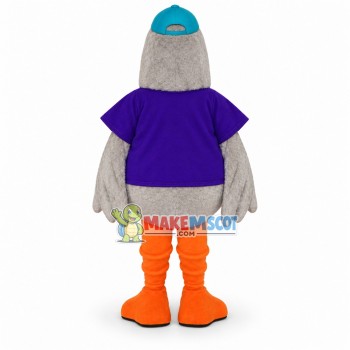 Gray Pelican In The Shirt Mascot Costume Gray Pelican In The Shirt Mascot Costume