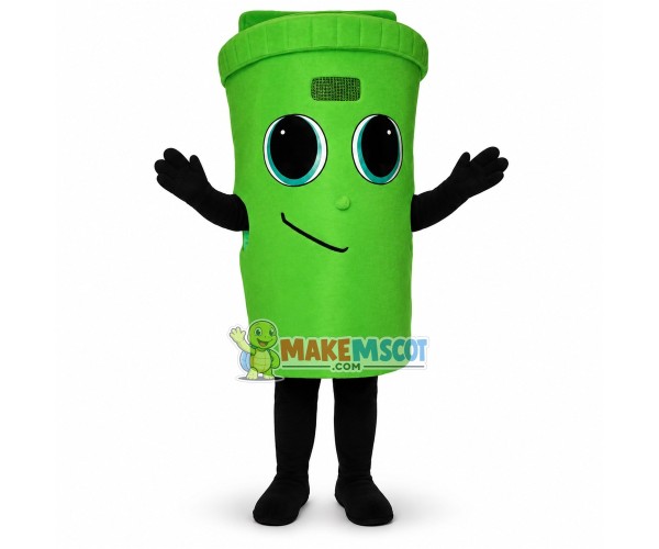 Green Sealed Thermos Cup Mascot Costume