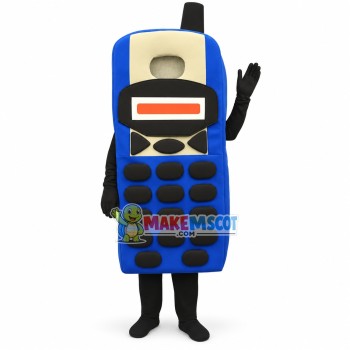 Blue Button Phone Mascot Costume Blue Button Phone Mascot Costume