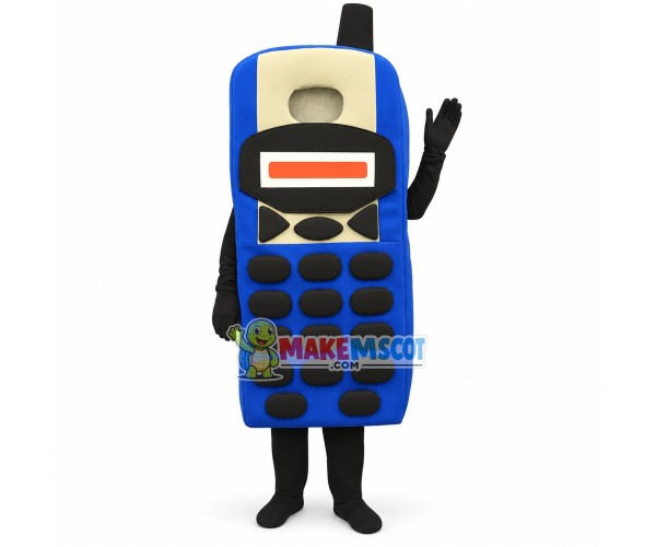Blue Button Phone Mascot Costume Blue Button Phone Mascot Costume