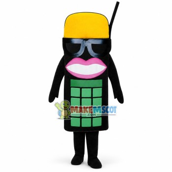 Cartoon Wired Phone With Cap Mascot Costume Cartoon Wired Phone With Cap Mascot Costume